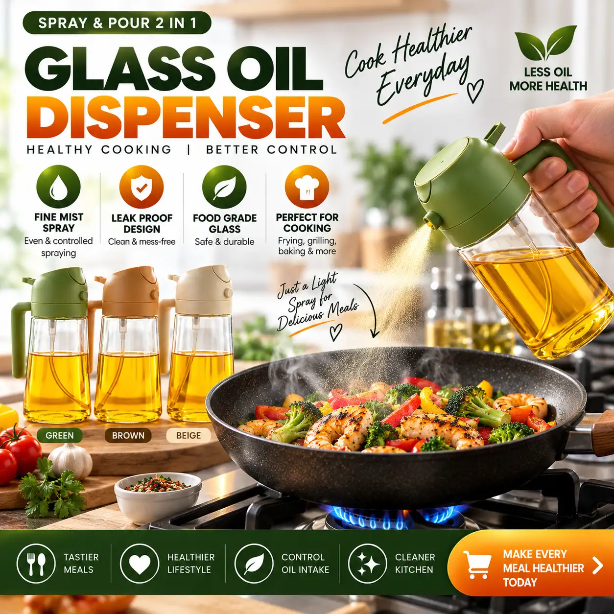 Oil Spray Bottle for Kitchen